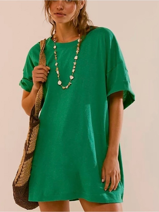 Free People Dresses & Skirts - NWOT Free People Essential Extreme Tee Oversized Mini Dress Green Size XL